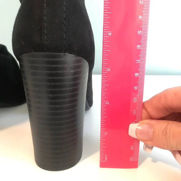 Trash Brand Funky Open Toe Black Faux Suede Booties. 3 1/2” Heel. Size 9 - Picture 5 of 5